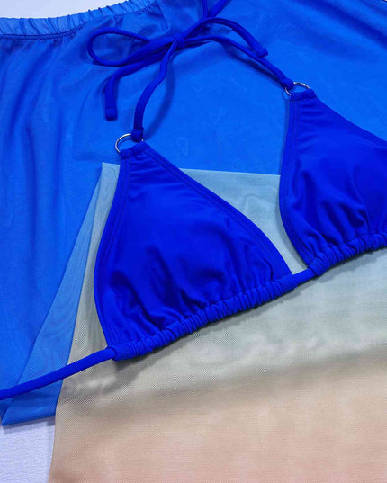 Gradient Halter Neck Three-Piece Swim Set