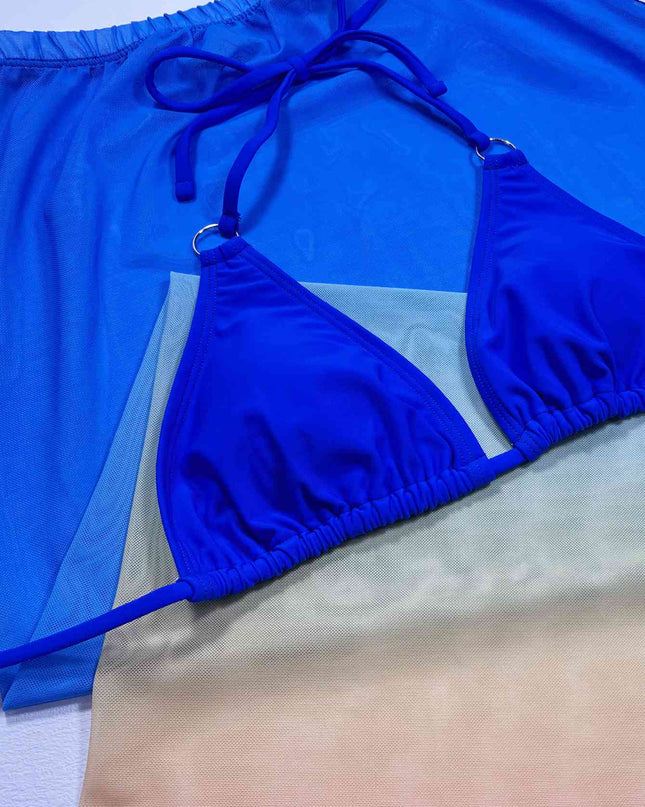Gradient Halter Neck Three-Piece Swim Set
