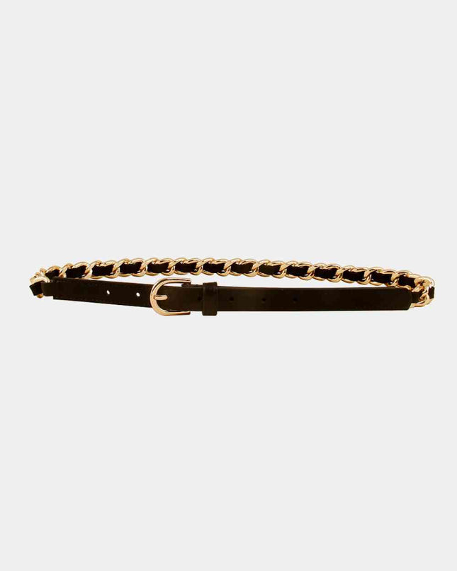 PU Chain Skinny Belt