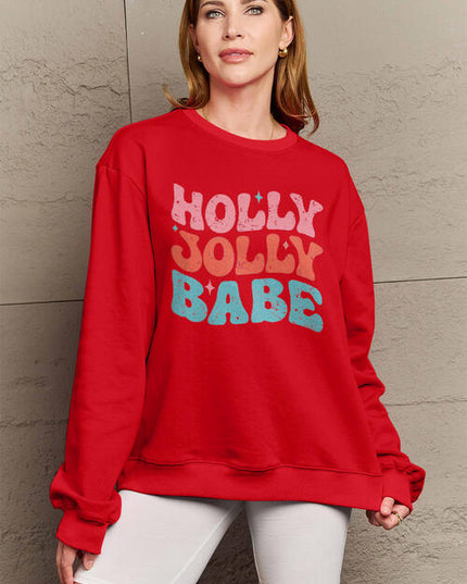 Simply Love Full Size HOLLY JOLLY BABE Long Sleeve Sweatshirt