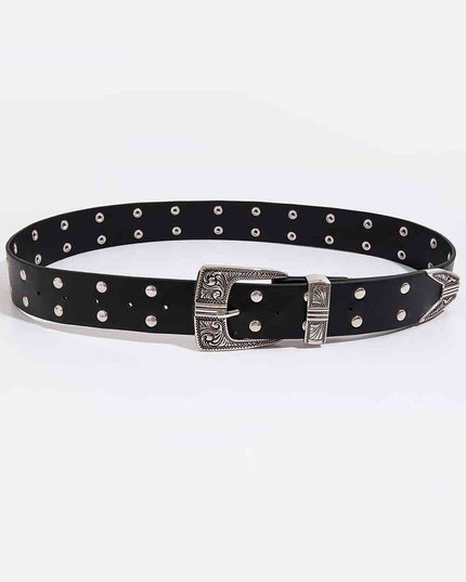 Double Row Studded PU Leather Belt
