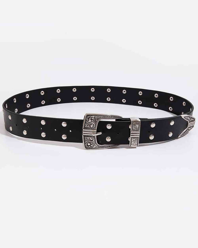 Double Row Studded PU Leather Belt