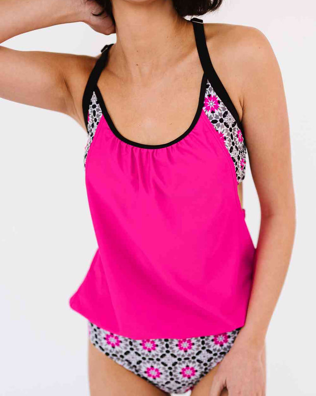Cutout Crisscross Back Tankini Set
