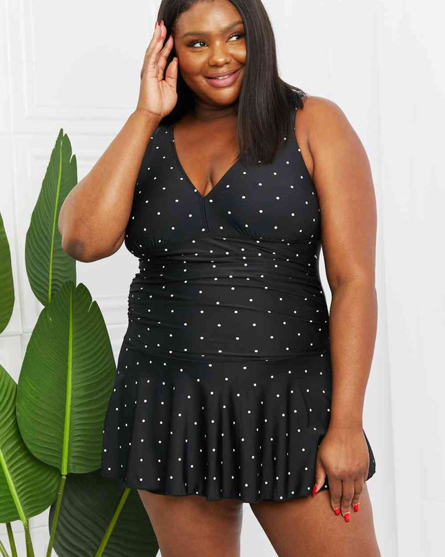 Marina West Swim Full Size Clear Waters Swim Dress in Black and White Polka Dot