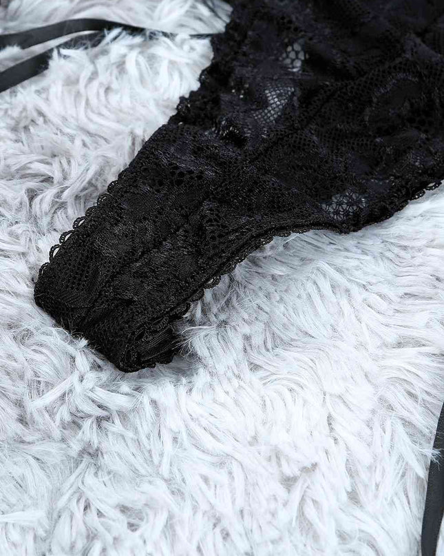 Crisscross Lace-Up Lace Teddy