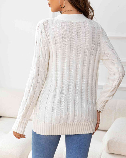 Button Down Cable-Knit Cardigan