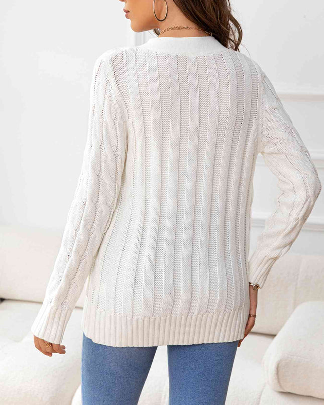 Button Down Cable-Knit Cardigan