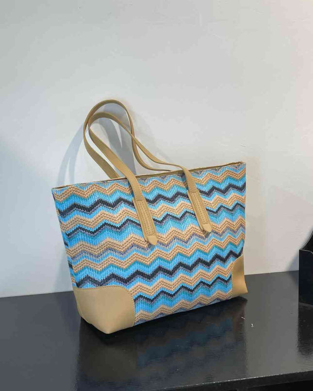 Chevron Straw Tote Bag