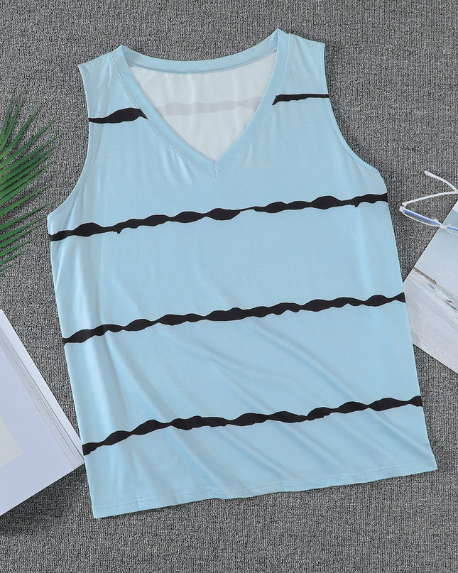 Plus Size Printed V-Neck Tank