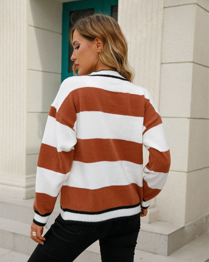 Striped Button Down Cardigan