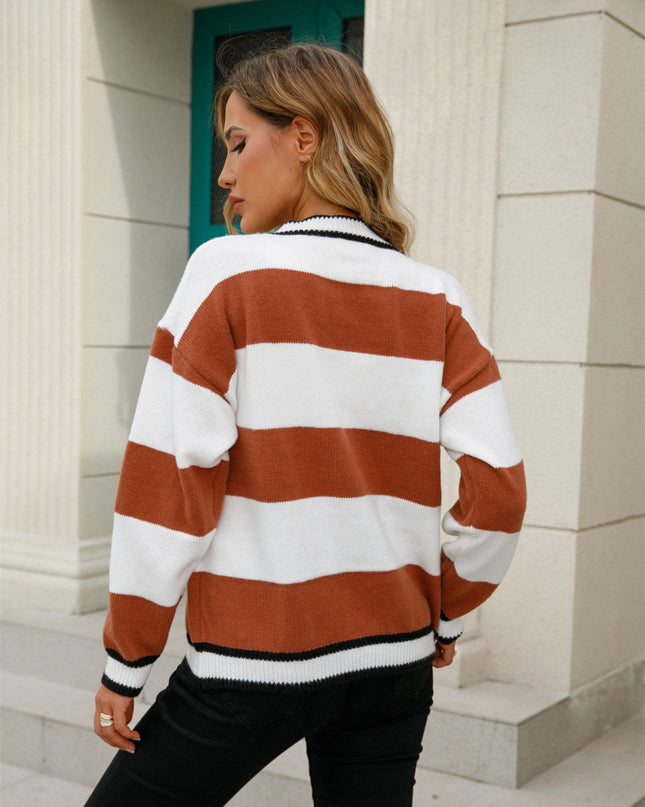 Striped Button Down Cardigan