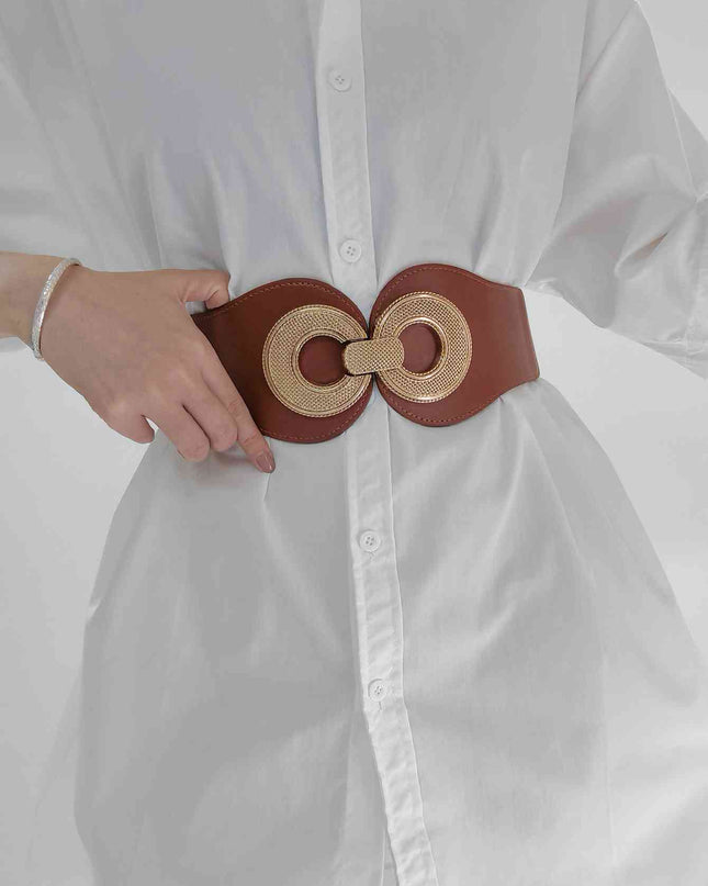 Alloy Buckle Elastic PU Belt