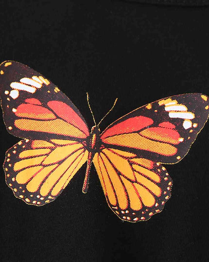 Round Neck Butterfly Graphic Long Sleeve T-Shirt