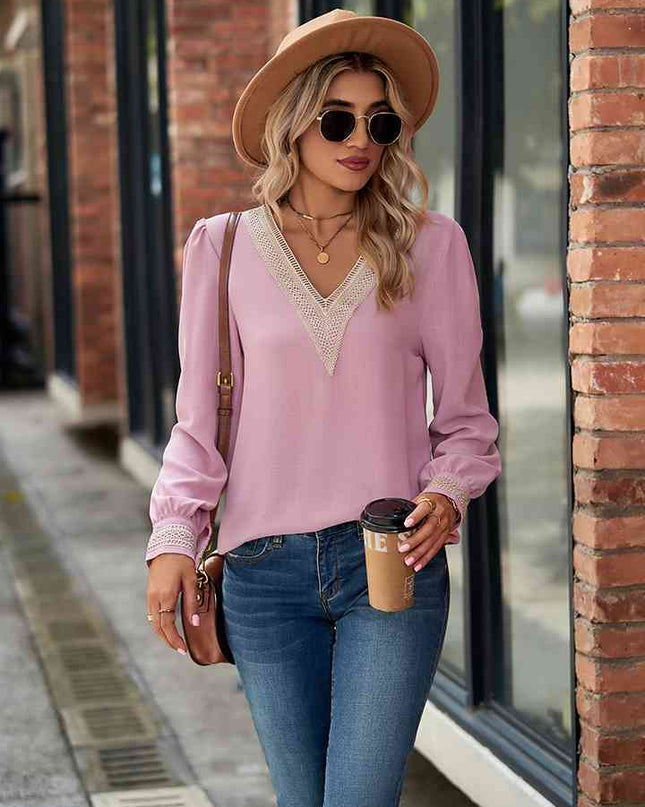 V-Neck Long Sleeve Blouse