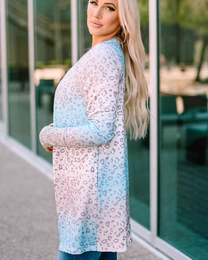 Leopard Gradient Open Front Cardigan