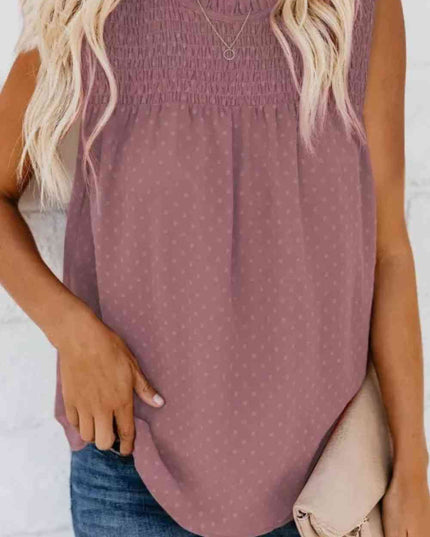 Smocked Tie Back Frill Trim Tank