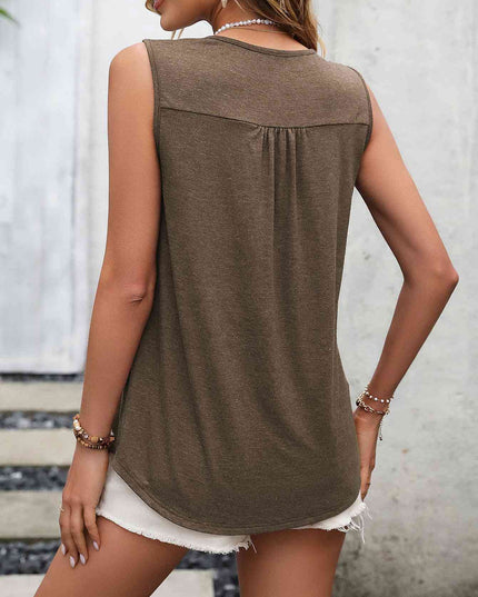 Lace Contrast Scoop Neck Tank