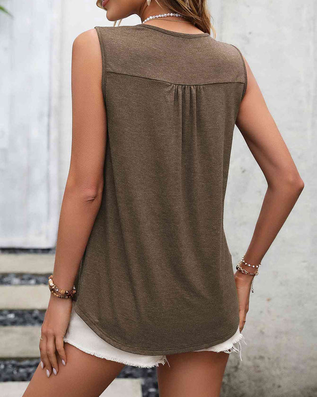 Lace Contrast Scoop Neck Tank