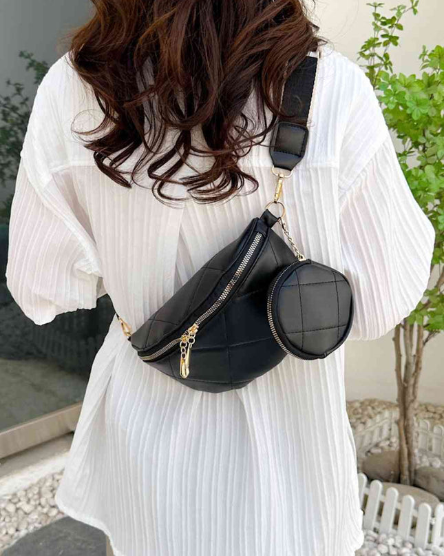 PU Leather Sling Bag with Small Purse
