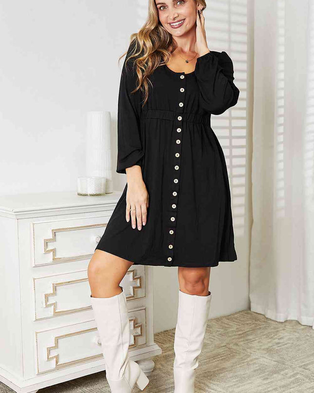 Double Take Scoop Neck Empire Waist Long Sleeve Magic Dress