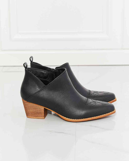 MMShoes Trust Yourself Embroidered Crossover Cowboy Bootie in Black