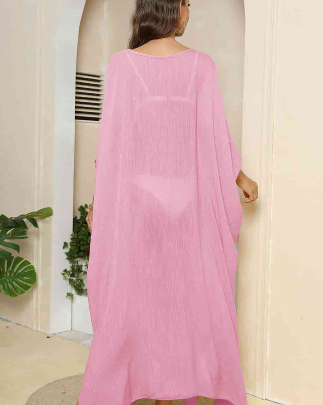 V-Neck Three-Quarter Sleeve Cover-Up