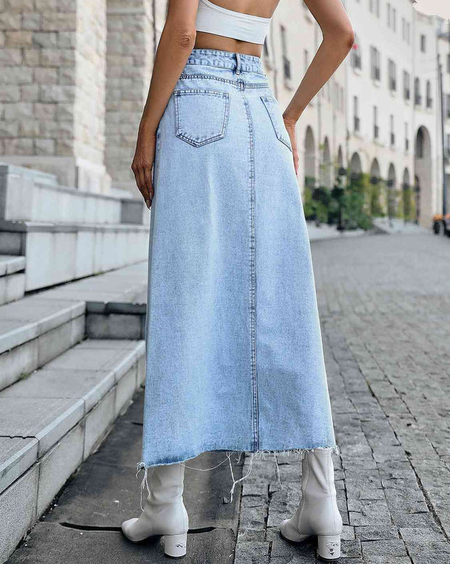 Raw Hem Denim Skirt