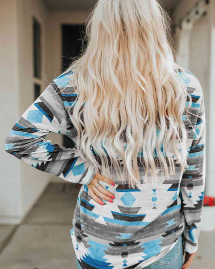 Printed Button Up Long Sleeve Shirt