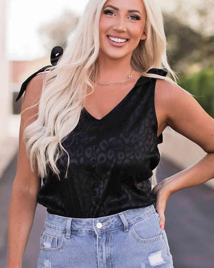 Leopard Tie Shoulder Bodysuit