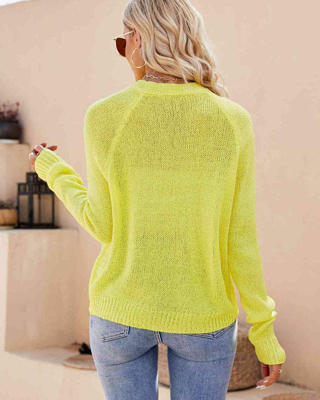 Button Up V-Neck Long Sleeve Cardigan