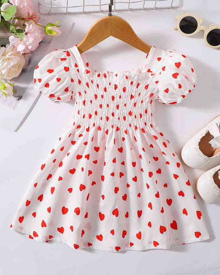Printed Square Neck Smocked Dress