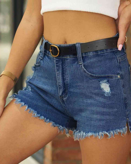 Raw Hem Distressed Denim Shorts