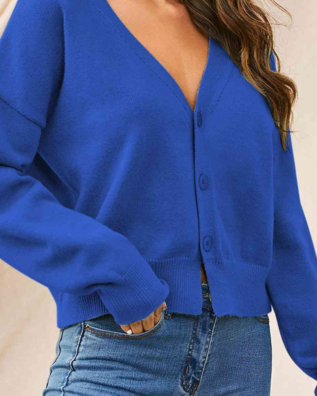 V-Neck Button Up Long Sleeve Cardigan