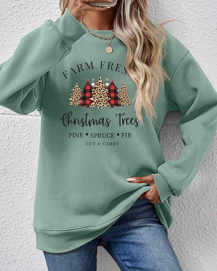 Graphic Round Neck Long Sleeve Sweatshirt