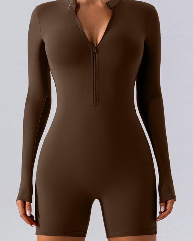 Half Zip Long Sleeve Active Romper