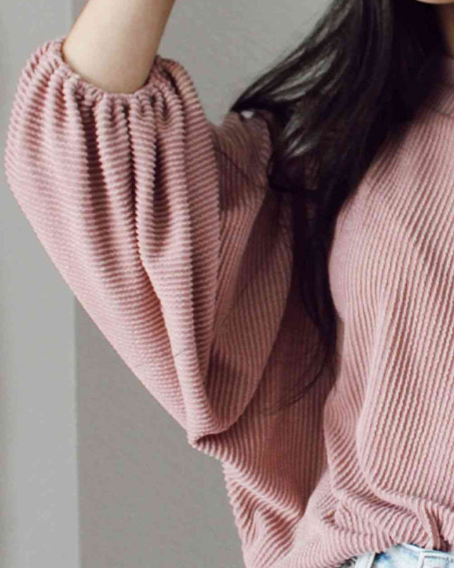 Ribbed Long Sleeve Knit Top