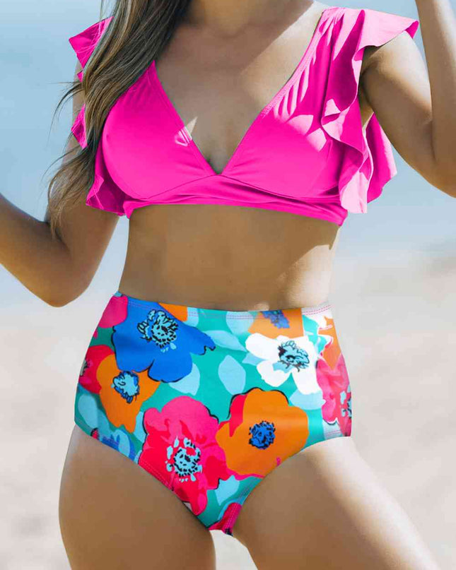 Cropped Swim Top and Floral Bottoms Set