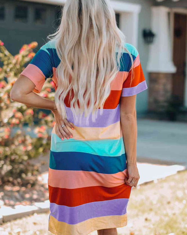 Women Color Block Side Slit Mini Dress