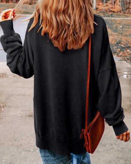 Sequin Santa Round Neck Slit Sweatshirt