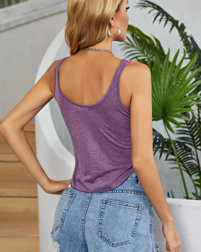 Curved Hem Round Neck Tank