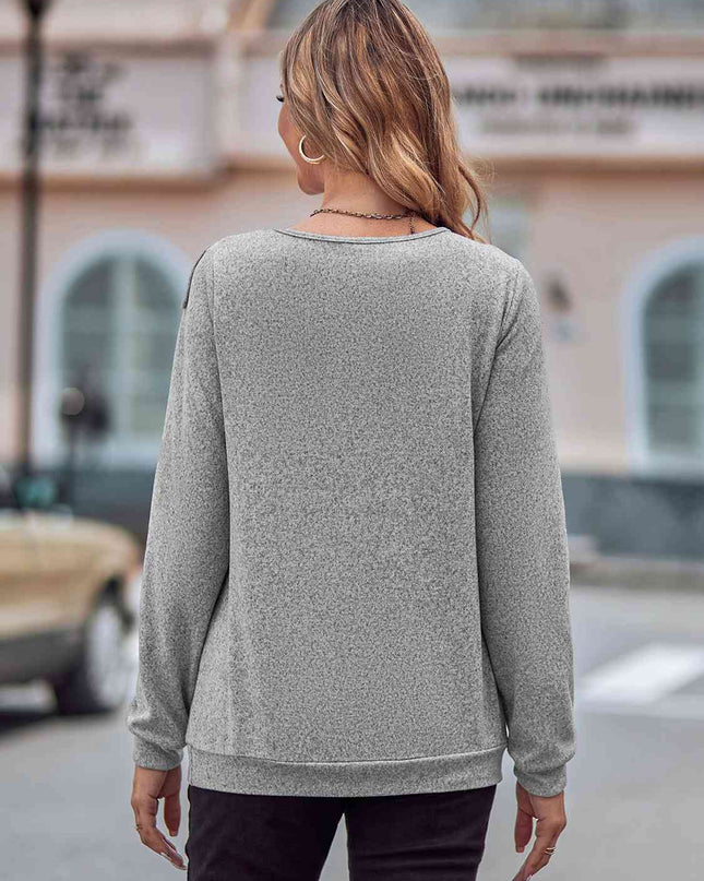 Ruffled Round Neck Long Sleeve Top