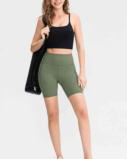 Wide Waistband Sports Shorts with Pockets