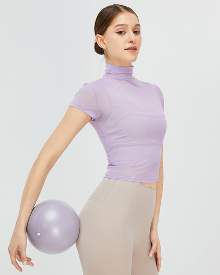 Turtleneck Cap Sleeve Active T-Shirt
