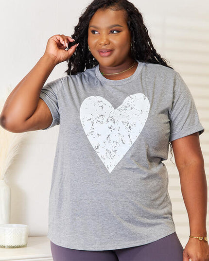 Simply Love Heart Graphic Cuffed Short Sleeve T-Shirt