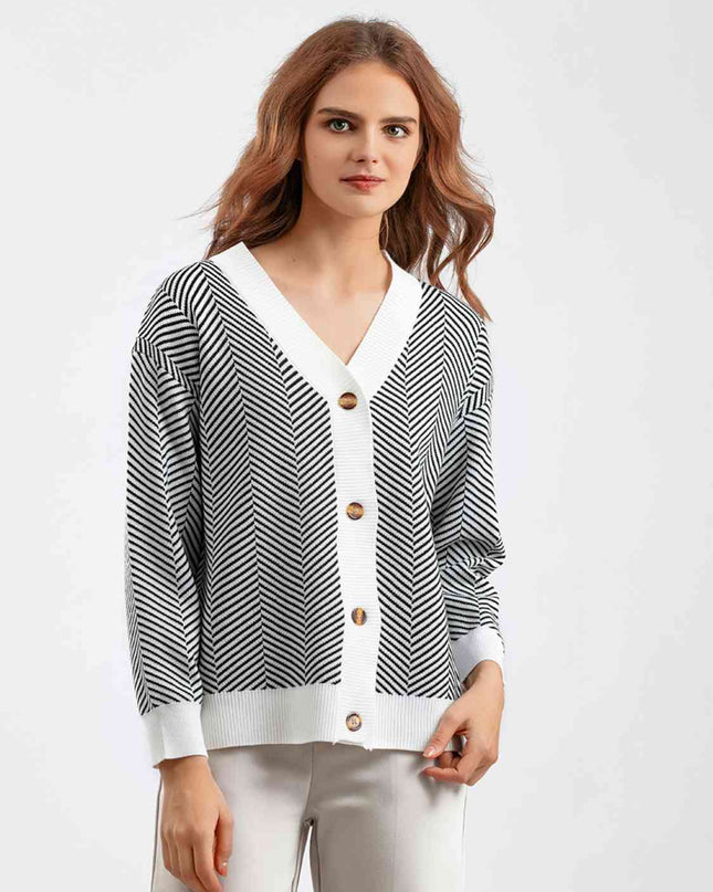 Button Down V-Neck Cardigan
