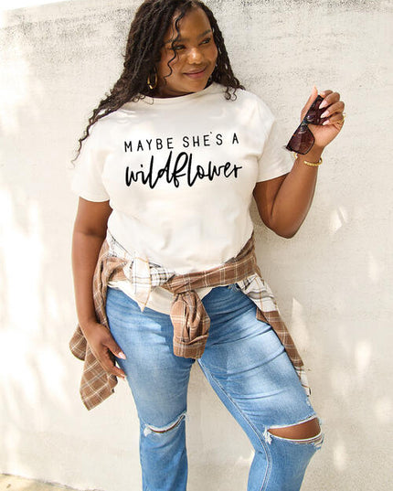 Simply Love Full Size MAYBE SHE'S A WILDFLOWER Short Sleeve T-Shirt