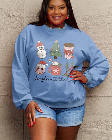 Simply Love Full Size JINGLE ALL THE WAY Long Sleeve Sweatshirt