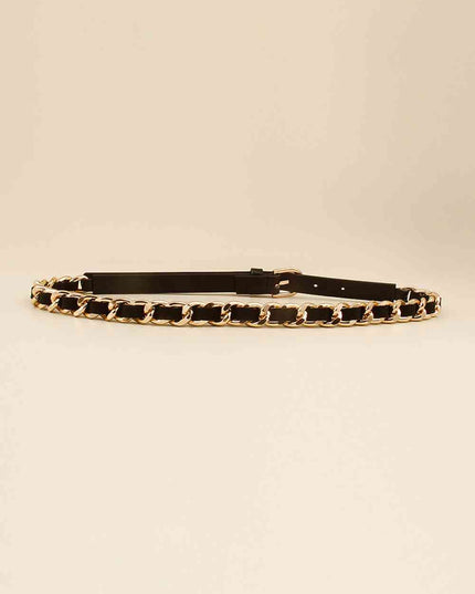 PU Chain Skinny Belt