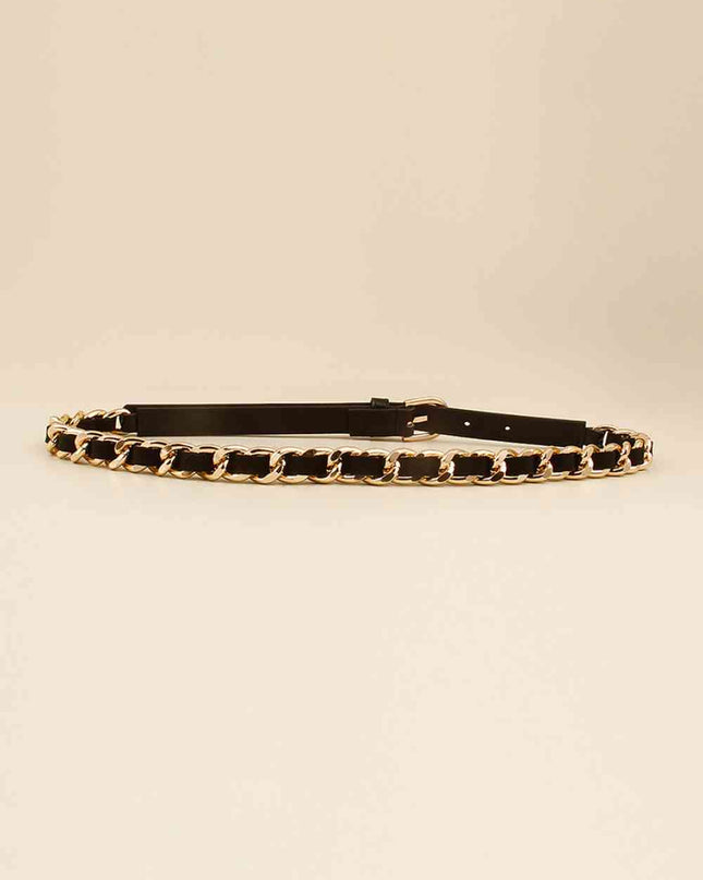 PU Chain Skinny Belt