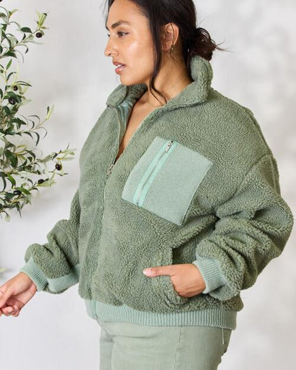 Heimish Full Size Zip Up Collared Neck Jacket